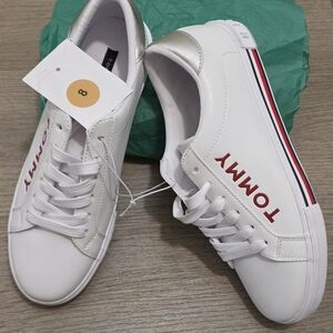 Tommy Hilfiger White and Red Sneakers
